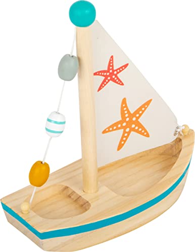 small foot wooden toys Starfish Sailboat Premium Water Toy, Multicoloured