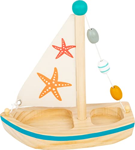 small foot wooden toys Starfish Sailboat Premium Water Toy, Multicoloured