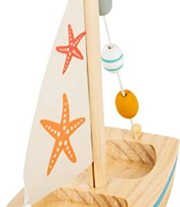 small foot wooden toys Starfish Sailboat Premium Water Toy, Multicoloured