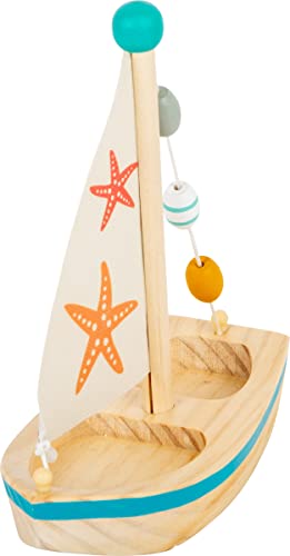 small foot wooden toys Starfish Sailboat Premium Water Toy, Multicoloured