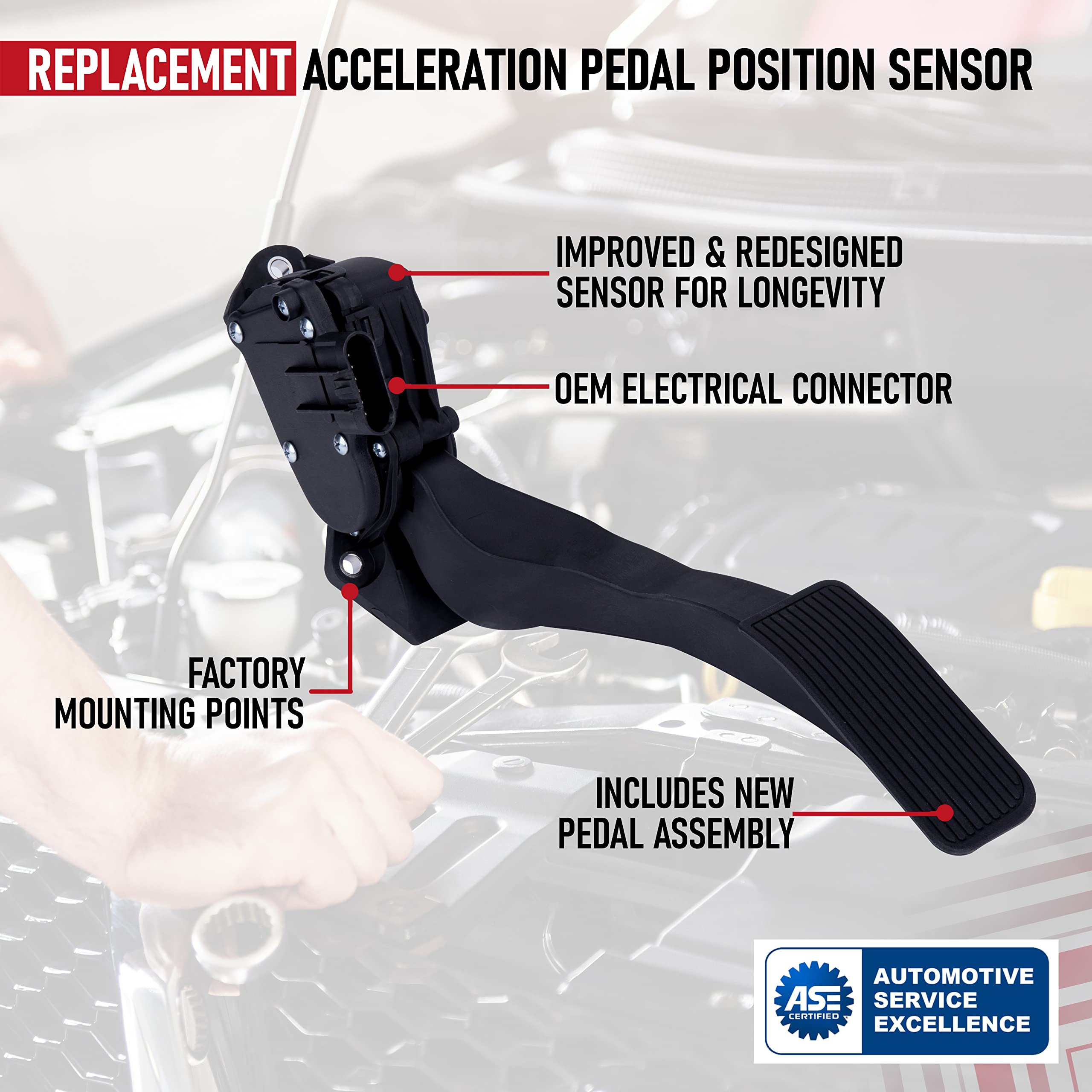 Replacement APPS - Acceleration Pedal Position Sensor - Compatible with Chevy, GMC, Cadillac and Hummer Trucks and SUVs - Replaces 25832864, 699-105, 699105 - With Pedal - Silverado, Sierra, Avalanche