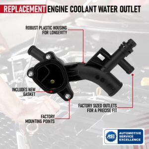 Engine Coolant Housing Water Outlet with Sensor - Compatible with Chevy Cruze, Sonic, Trax and Buick Encore 1.4L - Replaces 25193922, 15-11105, 902-846, 55565334, 1511105, 902846