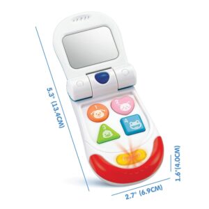 Baby Toy Flip Phone – 4 Interactive Sound and Music Buttons Plus Realistic Ringtone – Includes a Mirror and Fun Light Effects – Smartphone Toy for Babies 3+ Months – ASTM Certified