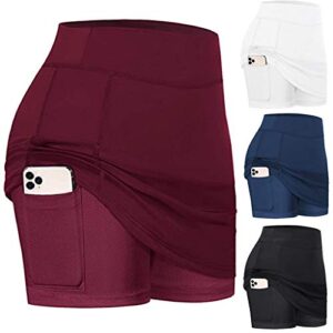 aihihe Skorts Skirts for Women with Pockets Active Athletic Skirt Sports Golf Tennis Running Pockets Skort Shorts Navy