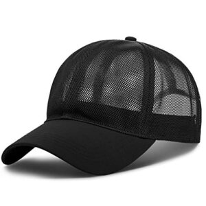 Weiliru Summer Men and Women Mesh Baseball Cap Outdoor Breathable Caps Casual Hat for Travel(A-Black,One Size)