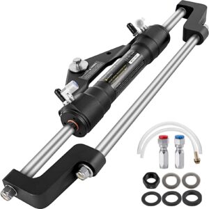 vevor hydraulic steering for boats 300hp, outboard hydraulic steering cylinder hc5358-3 & hc5345-3, front mount without helm pump or steering hose