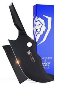 dalstrong meat cleaver knife - 9 inch - shadow black series - black titanium nitride coated - high carbon - 7cr17mov-x vacuum treated steel - sheath - massive razor sharp kitchen knife - nsf certified
