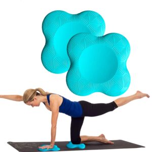 zealtop yoga knee pad cushion extra thick for knees elbows wrist hands head foam yoga pilates work out kneeling pad (lake blue 2packs)