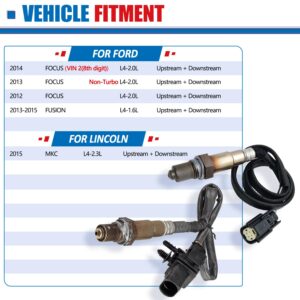 Maxfavor 2Pcs Oxygen Sensor Upstream and Downstream Replacement for Ford Focus Fusion 2012 2013 2014 2015 1.6L 2.0L,for 2015 Lincoln MKC 2.3L O2 Sensor 234-5113 234-4575 02 Sensor