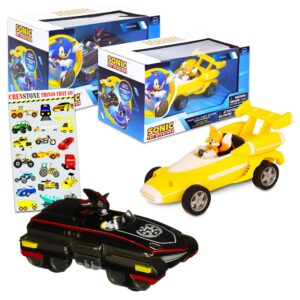 sonic the hedgehog action figure toys bundle ~ 5" shadow and tails all stars racing pull back action vehicles (sonic party supplies)