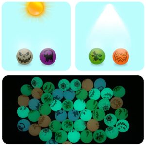 QINGQIU 48 PCS Halloween Glow in The Dark Bouncy Balls 1.25" Bouncing Balls Halloween Toys for Kids Girls Boys Halloween Party Favors Supplies Treat Bags Gifts Fillers Classroom Prizes School Game