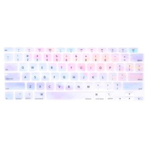 mosiso keyboard cover only compatible with macbook air 13 inch 2021 2020 release a2337 m1 a2179 retina display with touch id backlit magic keyboard, waterproof protective silicone skin,colorful clouds