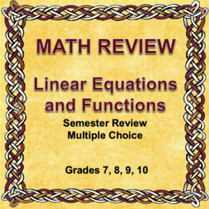 digital math semester review game, linear equations and functions, editable