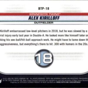 2020 Bowman Chrome Scouts Top 100#BTP-18 Alex Kirilloff Minnesota Twins RC Rookie MLB Baseball Trading Card