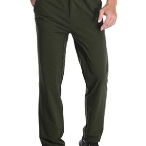 MIER Men's Stretch Hiking Pants Elastic Waist Lightweight Travel Jogger Trousers, Water Resistant, Quick Dry, Army Green, XXL