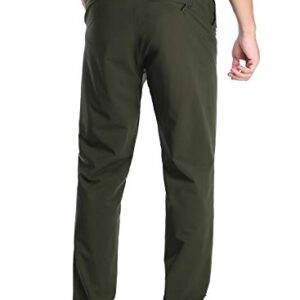 MIER Men's Stretch Hiking Pants Elastic Waist Lightweight Travel Jogger Trousers, Water Resistant, Quick Dry, Army Green, XXL