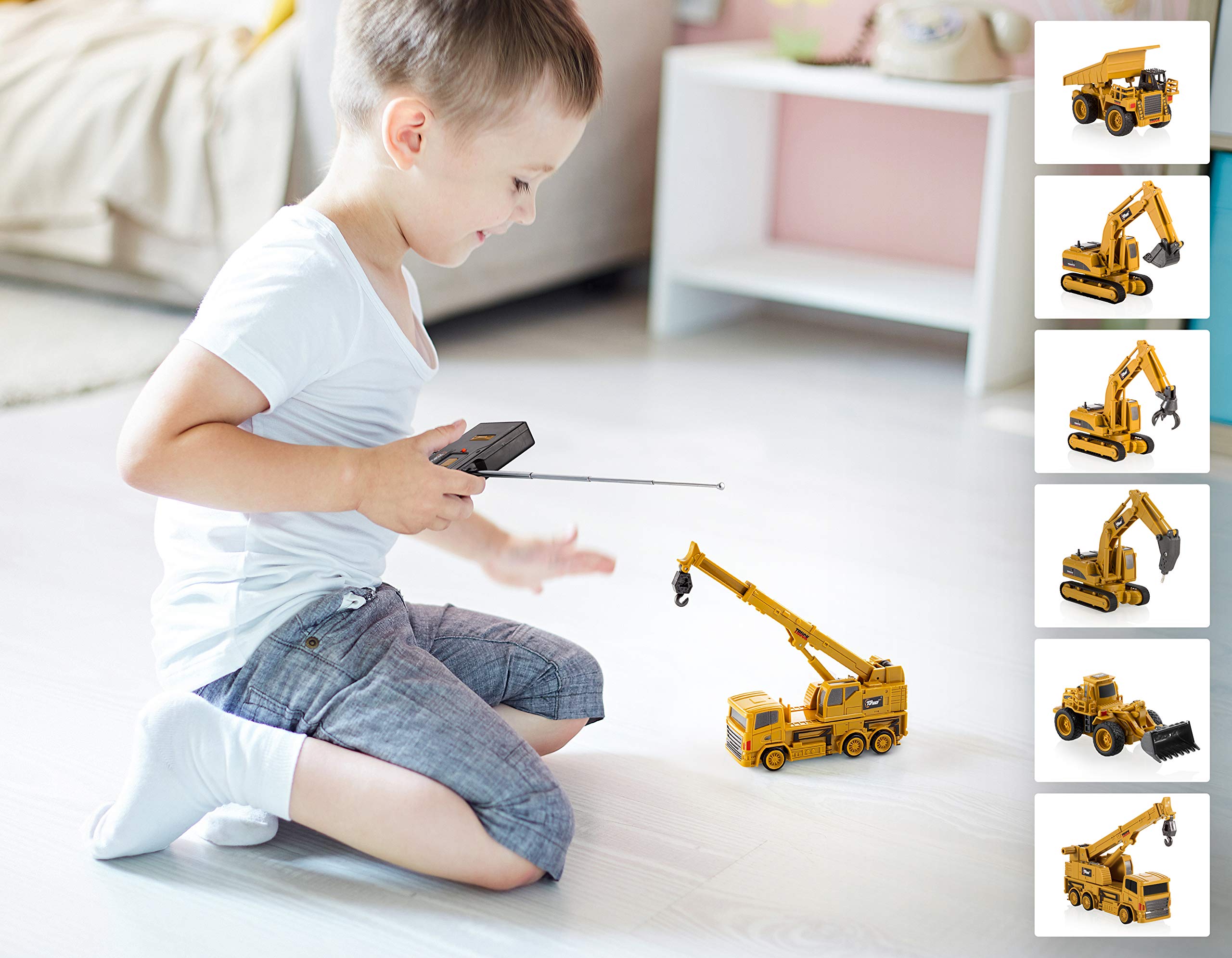 Top Race 4 Channel Mini Remote Control Fork Excavator 1:64 Scale, Mini Construction Toys Series (TR-015)