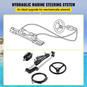 VEVOR Hydraulic Steering for Boats, 300HP Outboard Steering System Kit with Helm Pump, Cylinder, Steering Wheel and Hose