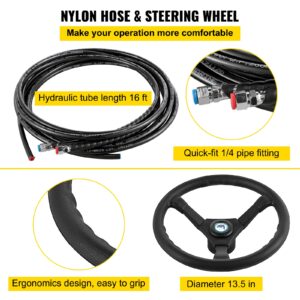 VEVOR Hydraulic Steering for Boats, 300HP Outboard Steering System Kit with Helm Pump, Cylinder, Steering Wheel and Hose