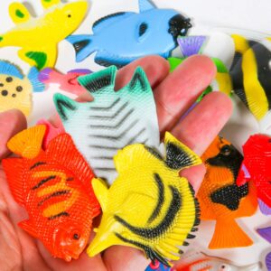 PROLOSO 48 Pcs Toy Fish Tropical Fish Figure Play Set Plastic Sea Animals Themed Party Favors for Kids Toddlers Bath Toys (Style 2)