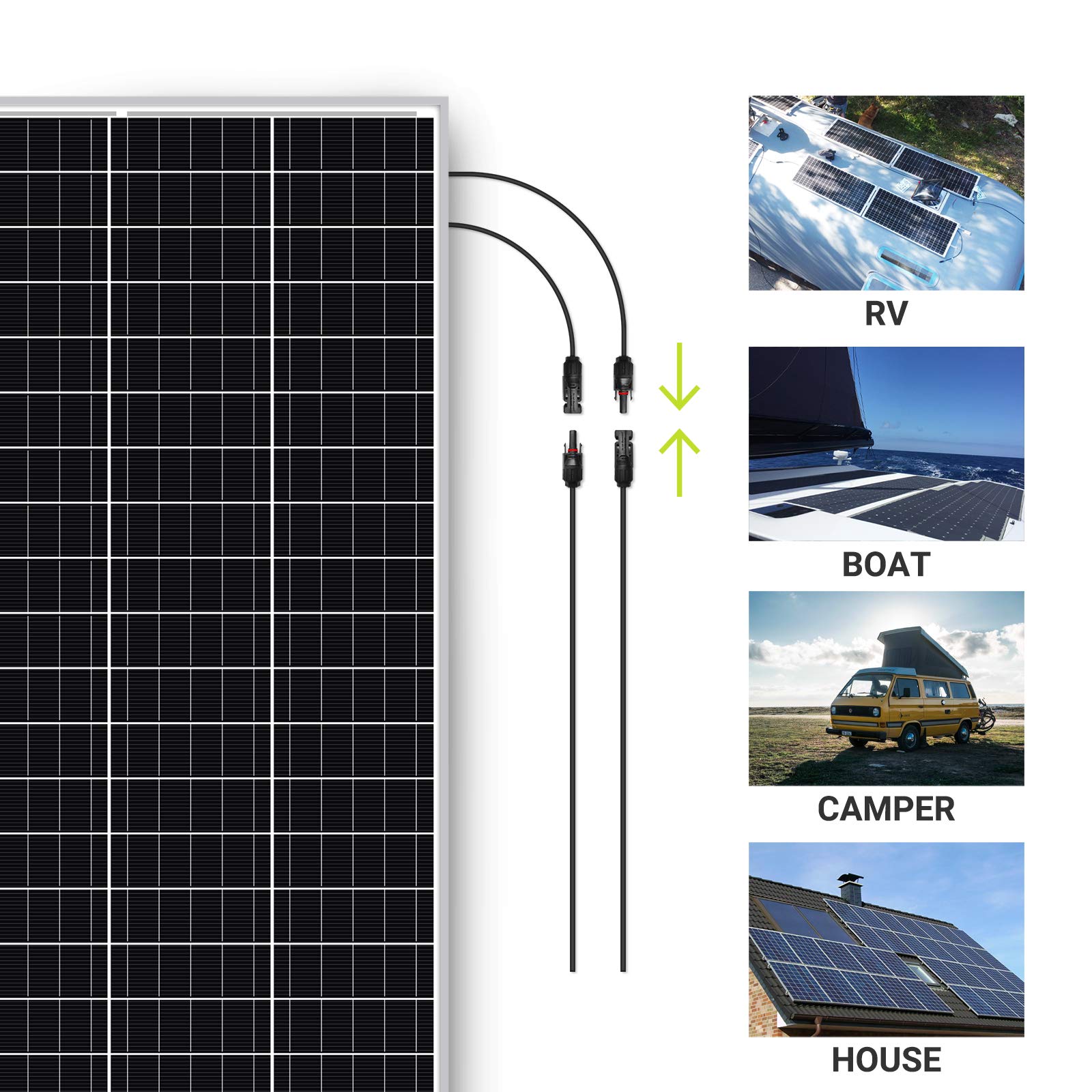 Newpowa 6FT 15FT 30FT 50FT 100FT(Feet) 10AWG(6mm²) Solar Extension Cable with Male/Female Solar Panel Connectors Weatherproof for PV Outdoor Use,One Tinned Copper Black