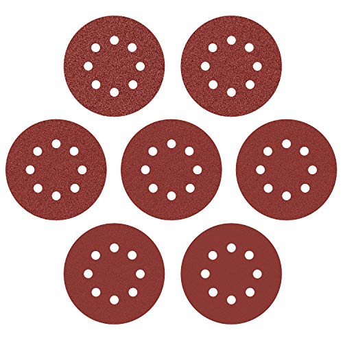 Luckyway 72-Piece Sandpaper Set, 5 Inch 8 Hole Hook and Loop Adhesive Sanding Discs Sandpaper for Random Orbital Sander 40 60 80 120 180 240 320 grits