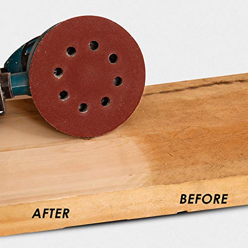 Luckyway 72-Piece Sandpaper Set, 5 Inch 8 Hole Hook and Loop Adhesive Sanding Discs Sandpaper for Random Orbital Sander 40 60 80 120 180 240 320 grits