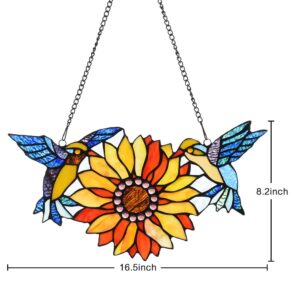 Capulina Mothers Day Sunflower Hummingbirds Gifts Stained Glass Window Hangings Suncatchers Stunning Handicrafts Flower Birds Lovers Gifts for Window Decor