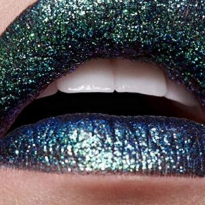 Miss Fame Loose Glitter for Lips, Face & Body - Iridescent Blue w/Emerald Green Base - Dramatic Holographic Makeup | Perfect for Women, Men, Makeup Artists & Drag Enthusiasts (Force of Nature)