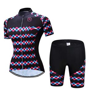 jpojpo cycling jersey for women short sleeve bike tops and shorts set l