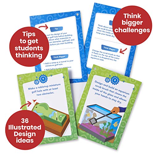 hand2mind Makerspace Task Cards, STEM Learning Cards for Kids Grade 3-5, 36 STEM Activities, Kids Building Projects, Learning Cards, Educational Toys, Fun Ideas on What to Build, Classroom Supplies