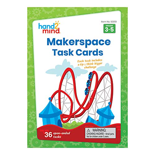 hand2mind Makerspace Task Cards, STEM Learning Cards for Kids Grade 3-5, 36 STEM Activities, Kids Building Projects, Learning Cards, Educational Toys, Fun Ideas on What to Build, Classroom Supplies