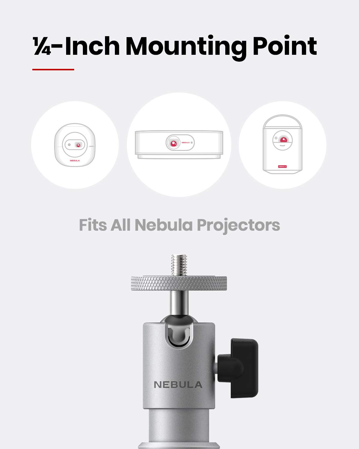 NEBULA Anker Cosmos Projector Stand, Fits All Projectors, ¼-Inch Mounting Bracket, Mini Wall or Ceiling Projector Mount