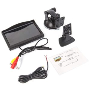 Yasoca 5 Inch TFT LCD Car Color Rear View Monitor Screen for Parking Rear View Backup Camera with 2 Optional Bracket(Suckers Mount and Normal Adhesive Stand)