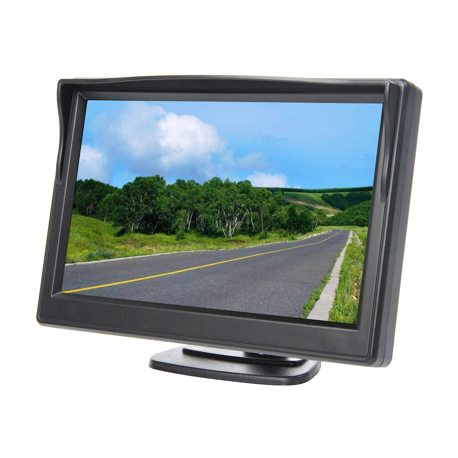 Yasoca 5 Inch TFT LCD Car Color Rear View Monitor Screen for Parking Rear View Backup Camera with 2 Optional Bracket(Suckers Mount and Normal Adhesive Stand)