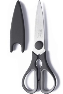 tribal cooking kitchen scissors - 8.8-inch professional kitchen shears - heavy duty, stainless steel, dishwasher safe - micro serrated edge cuts food, meat, poultry - sharp utility scissors.