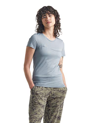 Icebreaker Merino Womens Spector Short Sleeve T-Shirt Cadence Paths, Gravel, X-Large