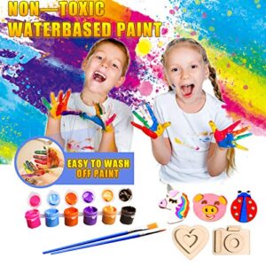 YOFUN Paint Your Own Wooden Magnet - Wood Painting Craft Kit and Art Set for Kids, Art and Craft Supplies Party Favors for Boys Girls Age 4 5 6 7 8, Easter Crafts & Basket Stuffers