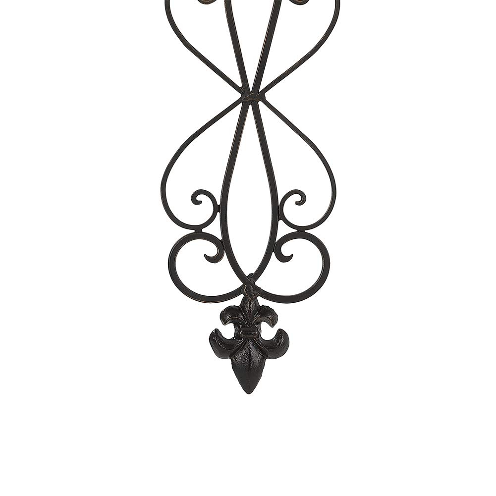 Retrome 28" H Metal Cross Wall Decor for Home, Fleur-De-Lis Accents, Dark Bronze