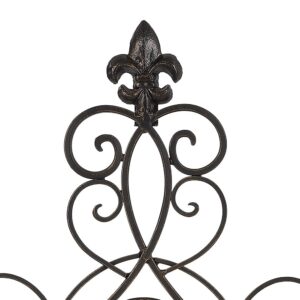 Retrome 28" H Metal Cross Wall Decor for Home, Fleur-De-Lis Accents, Dark Bronze