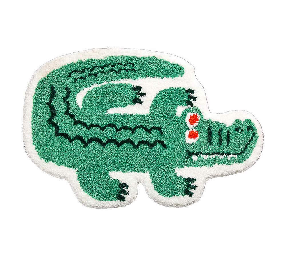 Cute Soft Small Crocodile Shaped Mat for Bathroom,Showroom Bathmat,Non-Slip Bath Rugs,Play Carpet Area Rug for Kids,Photography Props