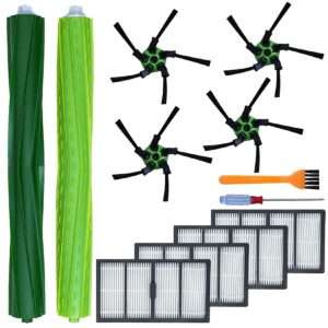 dld replacement parts compatible with for irobot roomba s9 (9150) s9+ s9 plus (9550) s series wi-fi robot vacuum cleaner (1 set of multi-surface rubber brushes +4 filters + 4 side brushes)
