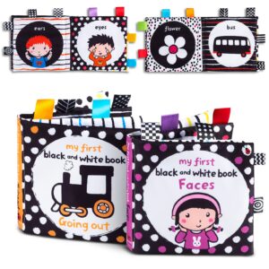 high contrast black and white interactive crinkle soft book bundle for infant baby first cloth book set soft activity