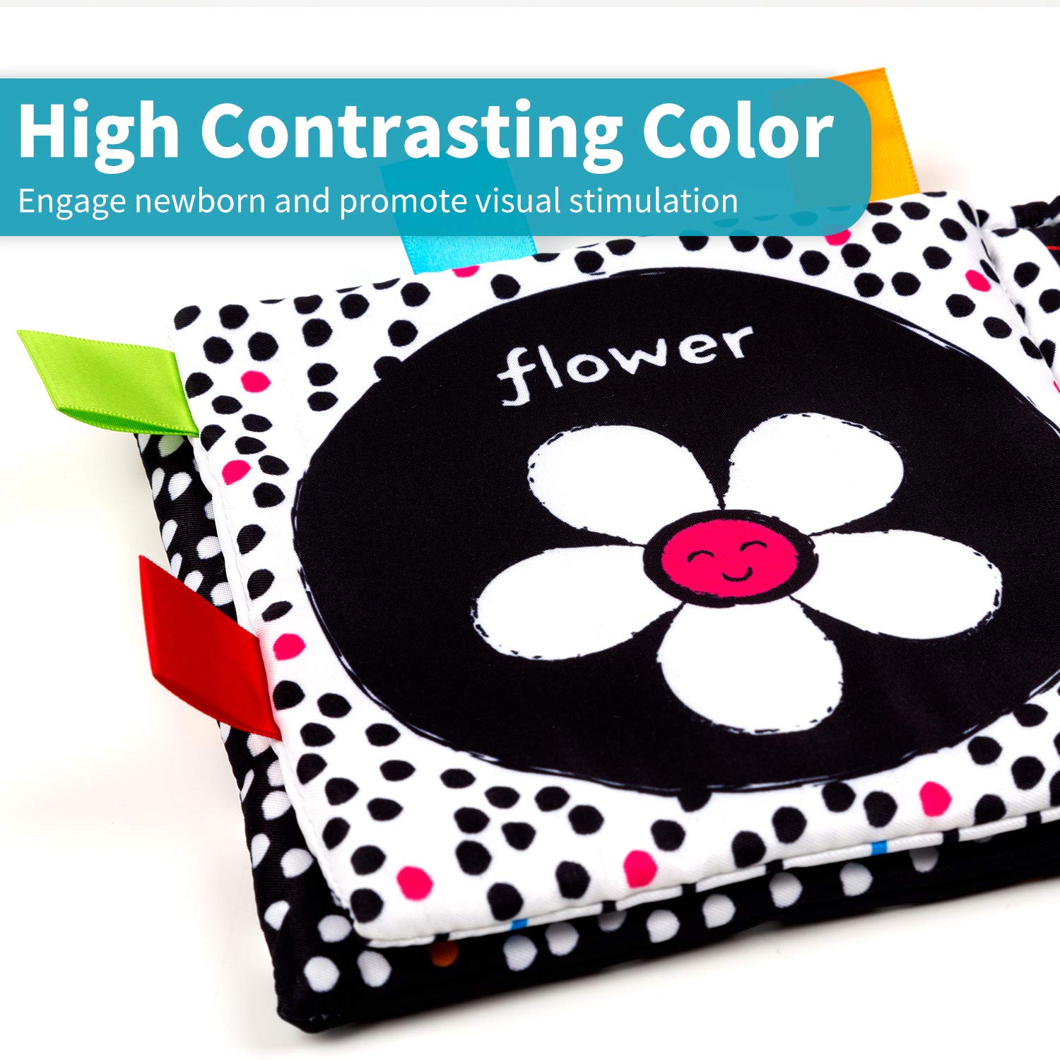 High Contrast Black and White Interactive Crinkle Soft Book Bundle for Infant Baby First Cloth Book Set Soft Activity