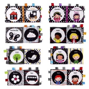 High Contrast Black and White Interactive Crinkle Soft Book Bundle for Infant Baby First Cloth Book Set Soft Activity