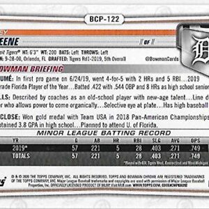 2020 Bowman Chrome Prospects #BCP-122 Riley Greene RC Rookie Detroit Tigers MLB Baseball Trading Card