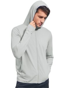 qualidyne men's upf 50+ uv full zip sun protection jacket hoodie with pockets lightweight fishing hiking cooling shirts