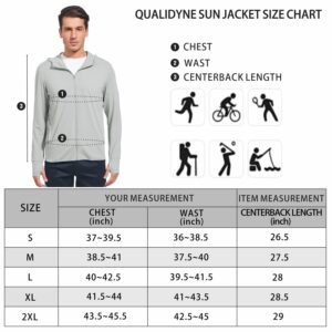 qualidyne Men's UPF 50+ UV Full Zip Sun Protection Jacket Hoodie with Pockets Lightweight Fishing Hiking Cooling Shirts