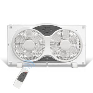 beyond breeze 9" twin window fan 2-speed reversible airflow blades, expandable, manual controls (min. 22.4" max. 34.3")