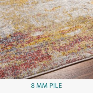 Livabliss Gaillard Modern Abstract Area Rug,6'7" x 9',Sky Blue/Mustard